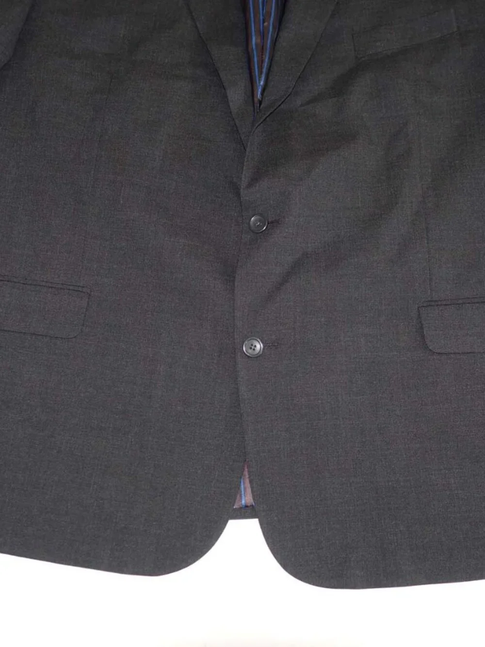 GS Men's 2 Button Suit Size 54 Regular 48 x 32 Charcoal Gray Wool Blend 54R